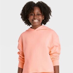 Kids' Feece Raw Edge Boxy Cropped Hoodie